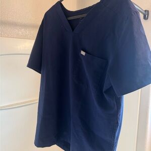 Figs Deep Blue V-Neck Short Sleeve Tee